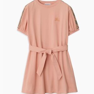 Burberry Peach Belted Dress with Embroidered Logo